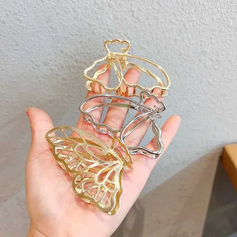 Fashion Metal Butterfly Hair Claws Hollow Out Zinc Alloy Beautiful Hairpins Golden Butterfly Hair Clips Womens Hair Accessories Y250707
