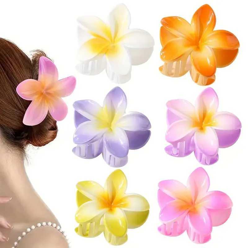 Sweet Ponytail Floral Hair Clip Bath Crab Flower Hair Claw Headwear Gradient Colorful Holiday Hawaiian Hairpins Hair Accessories Y250707