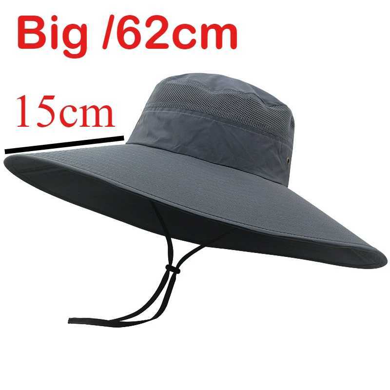 Dry Quick Oversize Bucket Hat Cap for Men Big Head Outdoor Fishing Sun Hat Large Size Boonie Hat Panama 55-59cm 60-63cm Y250707