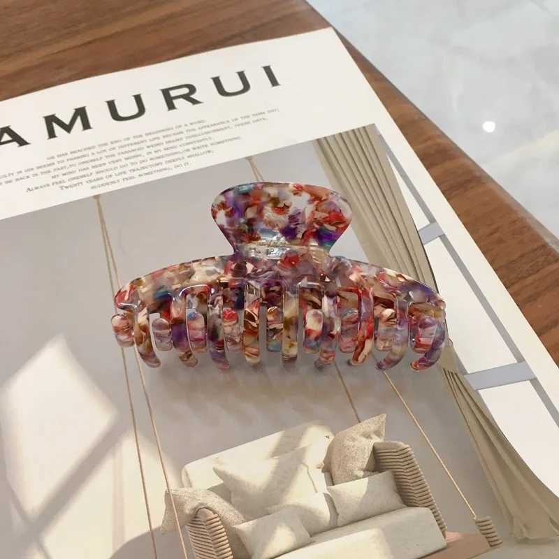 2023 New INS Korean Accetate Print Acrylic Hairpins Hair Clip Crab Hair Claws Clamp For Women Hair Accessories Headdress Y250707