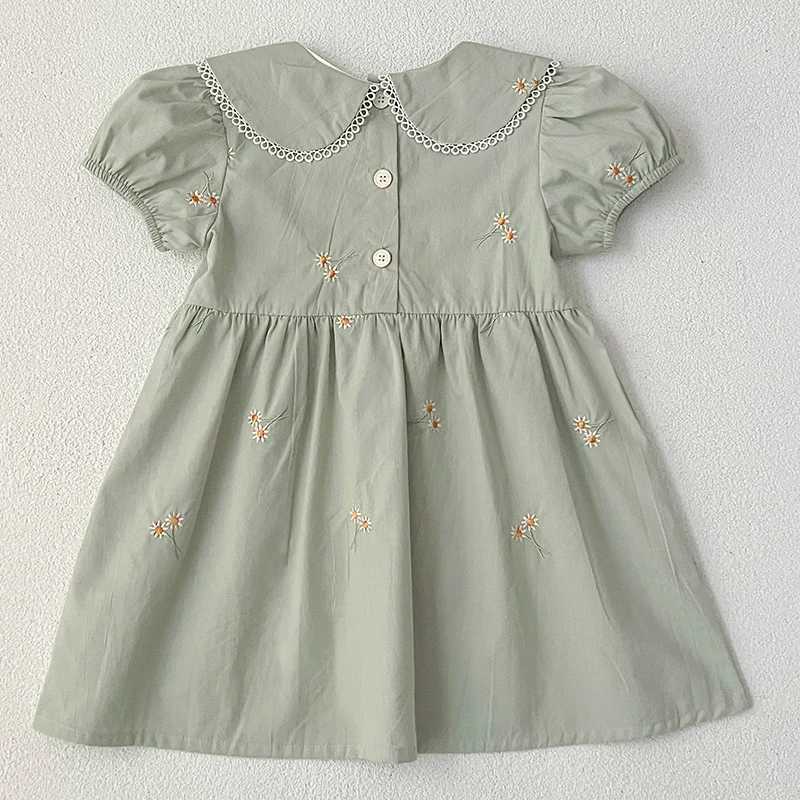 Girls Summer Dress Kids Princess Birthday Dresses Embroidered Daisy Dress Puff Sleeve Elegant Baby Children Clothes Dresses R250707