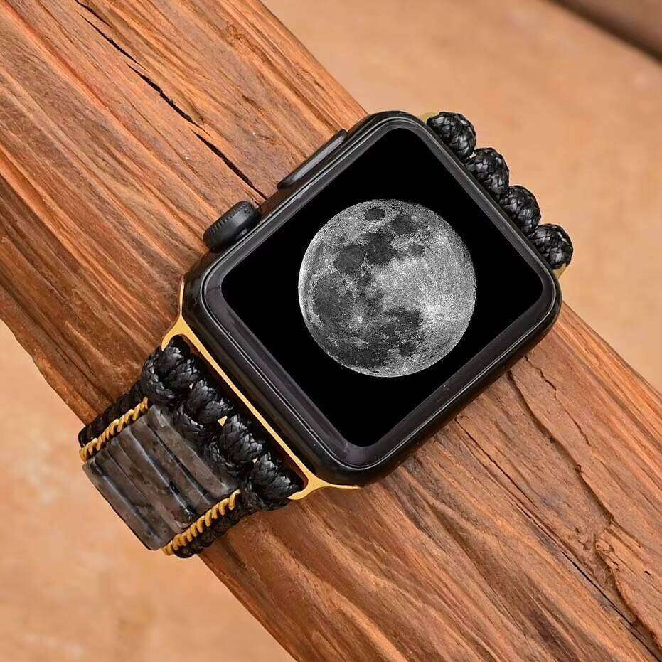 Black Labrador Smart Watch Handmade Natural Woven Bracelet Strap