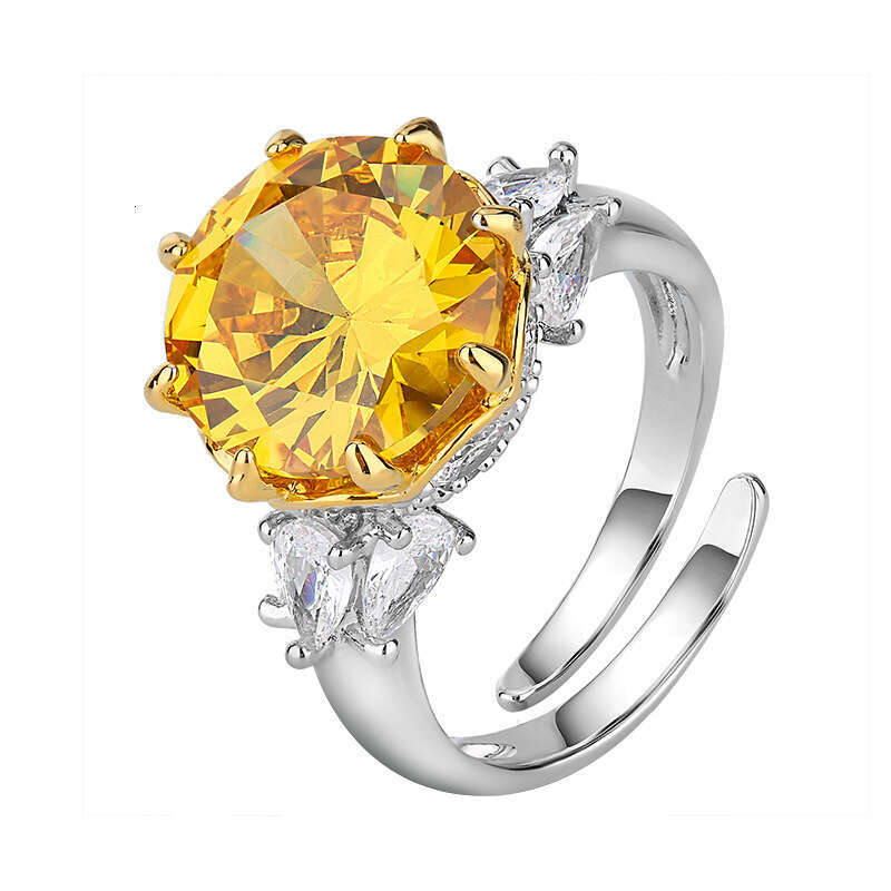 New Style Jewelry Colorful Gem Round Fashion Heavy Craft Luxury Inlaid For Women Two-Tone Gold-Plated Ring Ed3