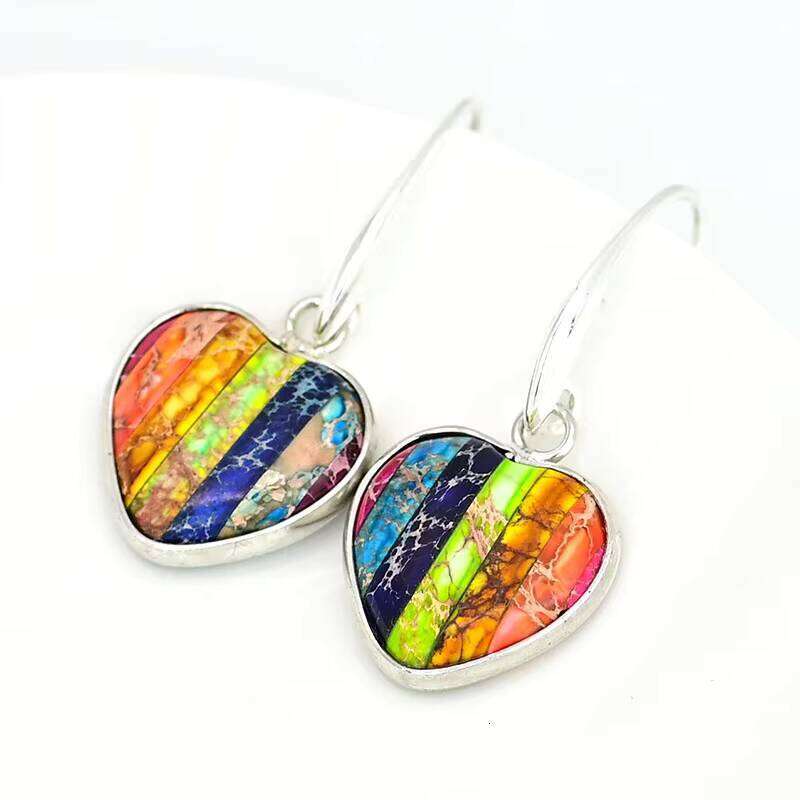Creative Design Multi-color Love Natural Imperial Heart Stone Personality fashion Earrings