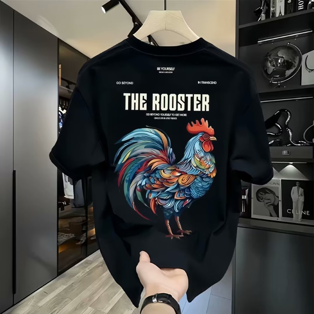 free shipping for man Trendy brand pure cotton printed men's short-sleeved T-shirt casual round neck