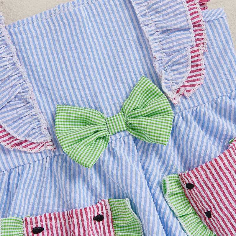 Toddler Girl s Cute Striped Dress with Flutter Sleeves Bow Detail and Convenient Pockets - Perfect for Everyday Wear or R250707