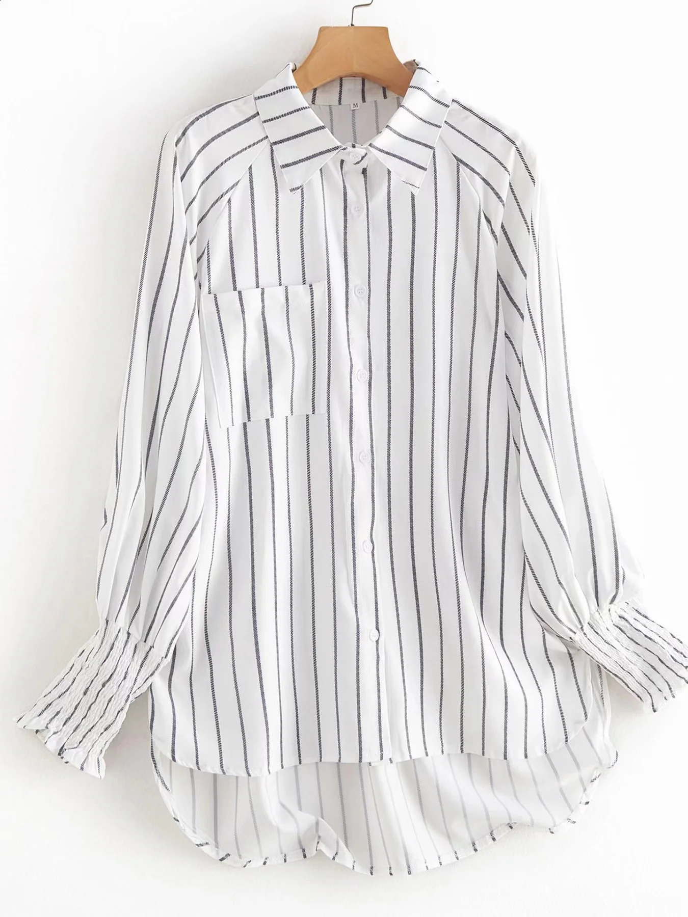 Womens Plus Size Shirt White Striped Lightweight Breathable Top for Spring and Summer Travel Wear Comfortable Casual Clothes 250703