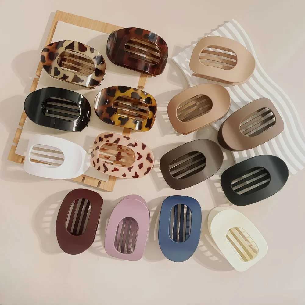 PC Hair Claw Clip for Women New Design Leopard Matte Curved Flat Styling Barrettes Acrylic Lying Down Hair Accessories Z250707