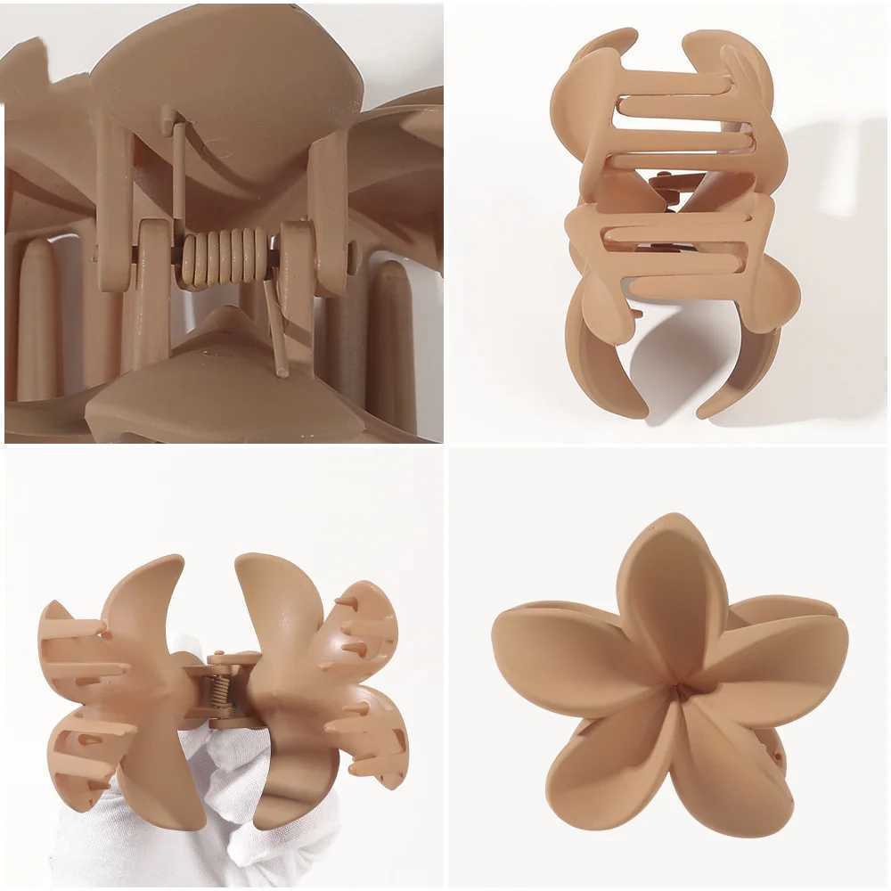Fashion Women Flower Hair Clips Vacation Bohemia Egg Flower Hair Claws Barrettes Matte Girls Large Hairpins Hair Accessories Y250707