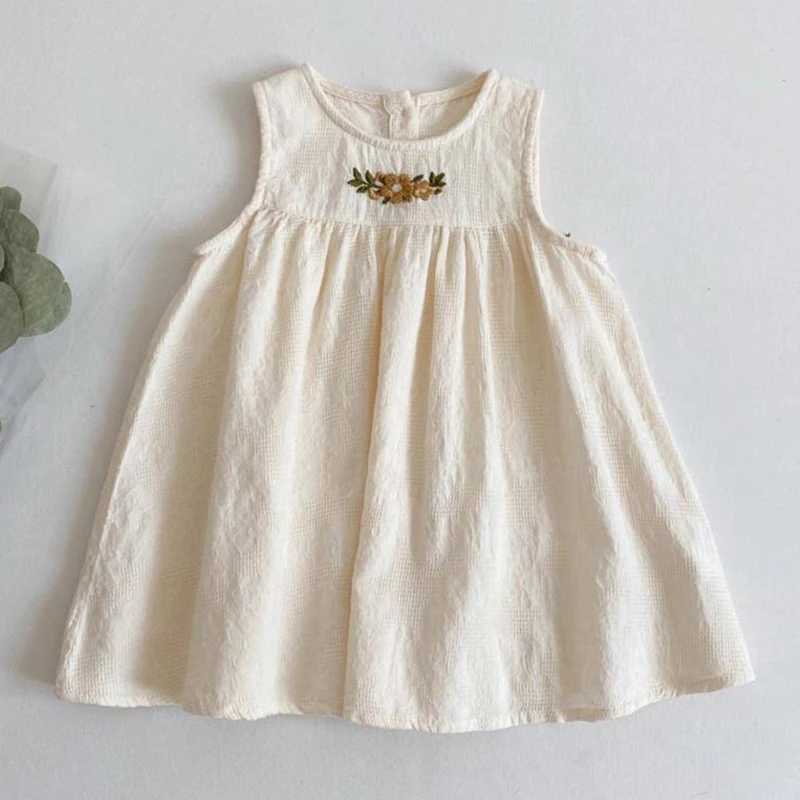 1-6 Years Kids Clothing Summer Embroidered Cotton Baby Girls Dress Fashion Casual Vest Princess Dress Comfort Children Girls Dress R250707