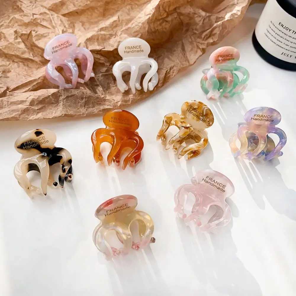 Korean Retro Mini Hair Claw Pumpkin Small Grab Clip Acetate Hair Clips Shark Clip High Ponytail Fixing Artifact Hairpin Headwear Y250707