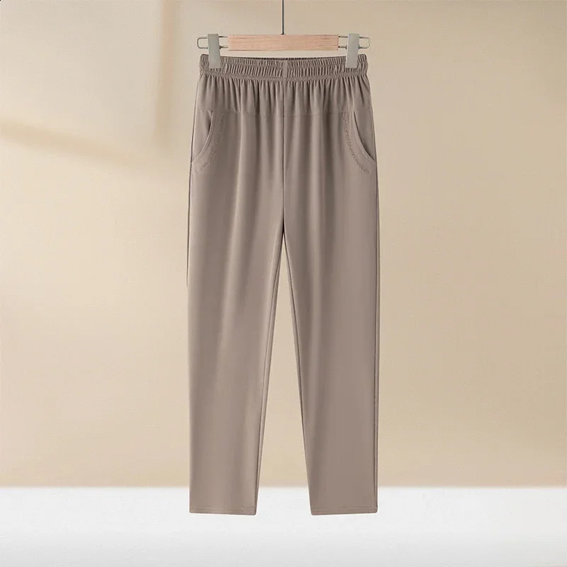 Middle Aged Womens Pants Plus size Summer Thin High Waiste Elastic Loose Straight Female Casual Trousers 6XL 7XL 8XL 250628