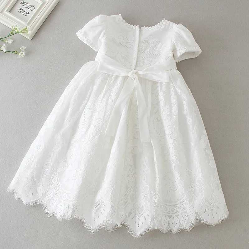 Hetiso White Infant Dress for Baptism Baby Girls Lace Dresses with Hat Kids Clothes Christening Birthday Outfits 3-24 Months R250707