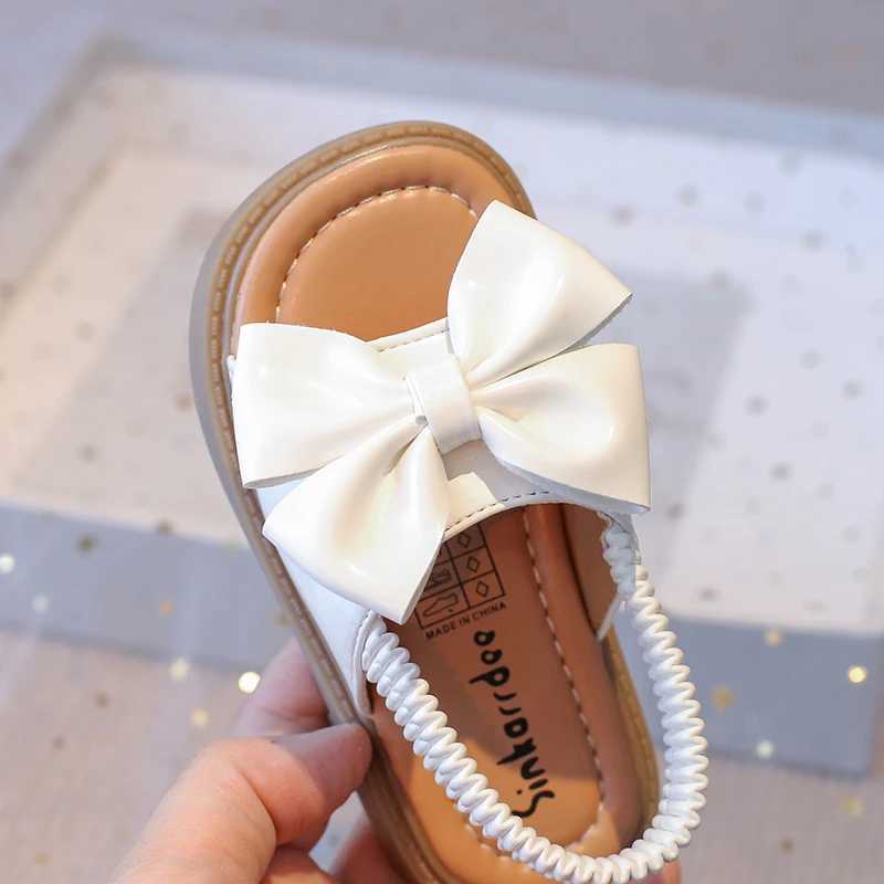 2025 Summer Girls Bow Design Sandals for Girls Kids Sandals Children Beach Shoes Open Toe Flat Anti-slip Rubber Ankle Strap R250707