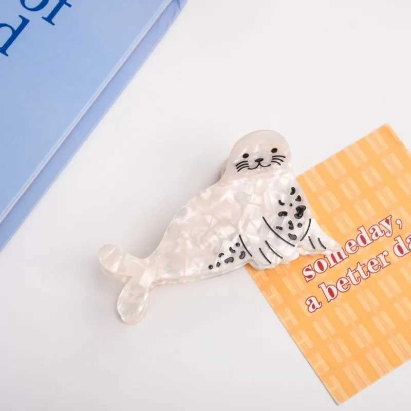 Cute White Seal Hair Claw Ocean Series Exclusive Design Eco-Friendly Acetate Hair Claw Clips Hair Accessories for Women Girls Z250707