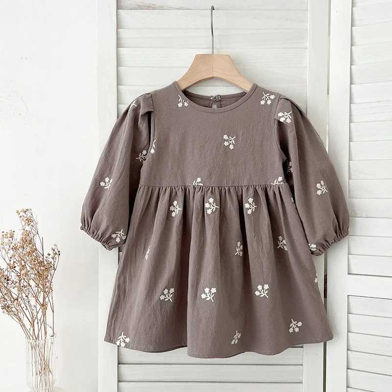 2-7 Years Casual New Flower Girl Dresses Kids Girls Dress Floral Kids Clothes Autumn Cotton Embroidery Baby Girl Princess Dress R250707