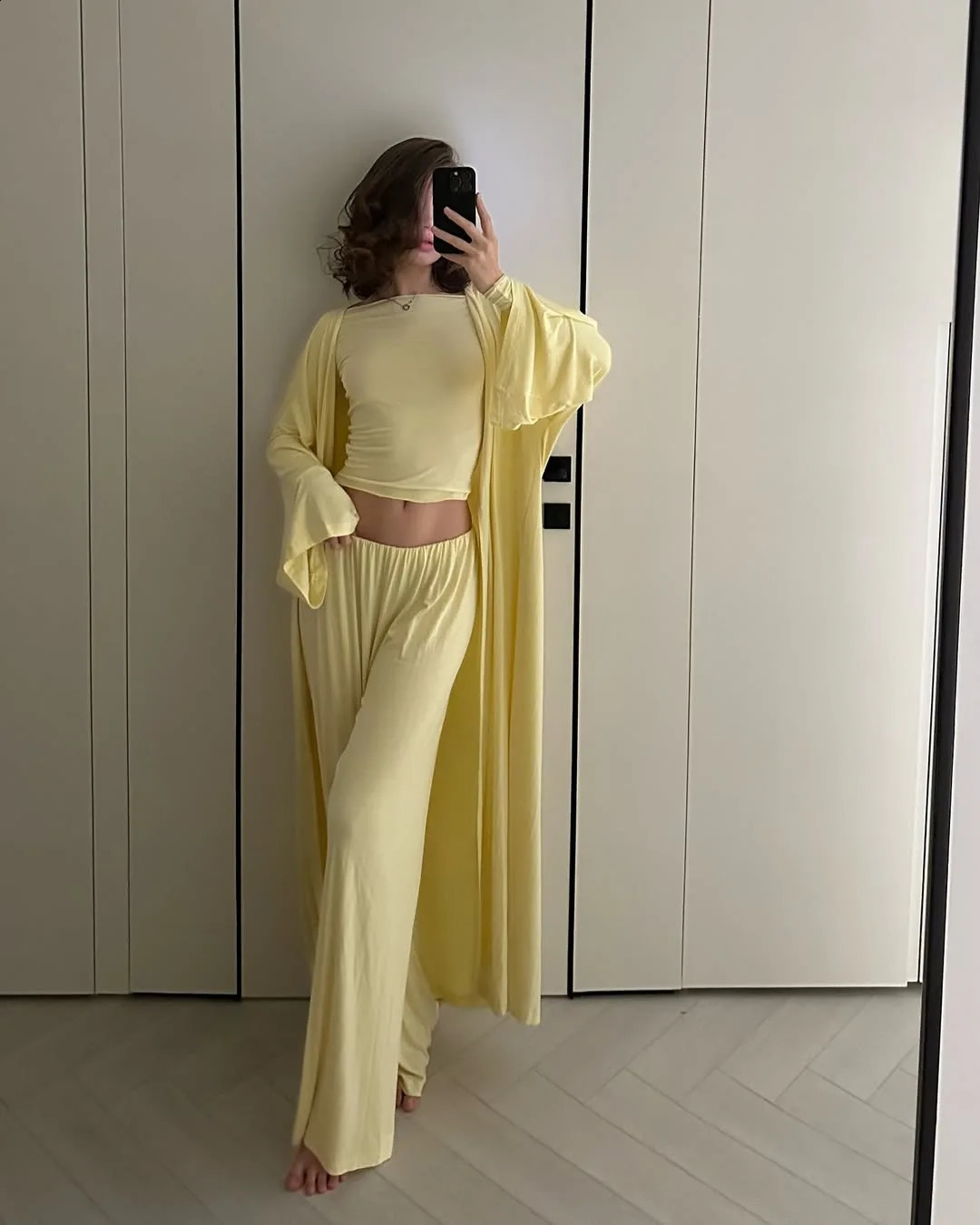 DriftWear 2025 Summer Casual Long Cardigan Long Sleeved Top High Waisted Pants Fashionable Set Office Wear 3pcs Baggy Suit Pants 250703