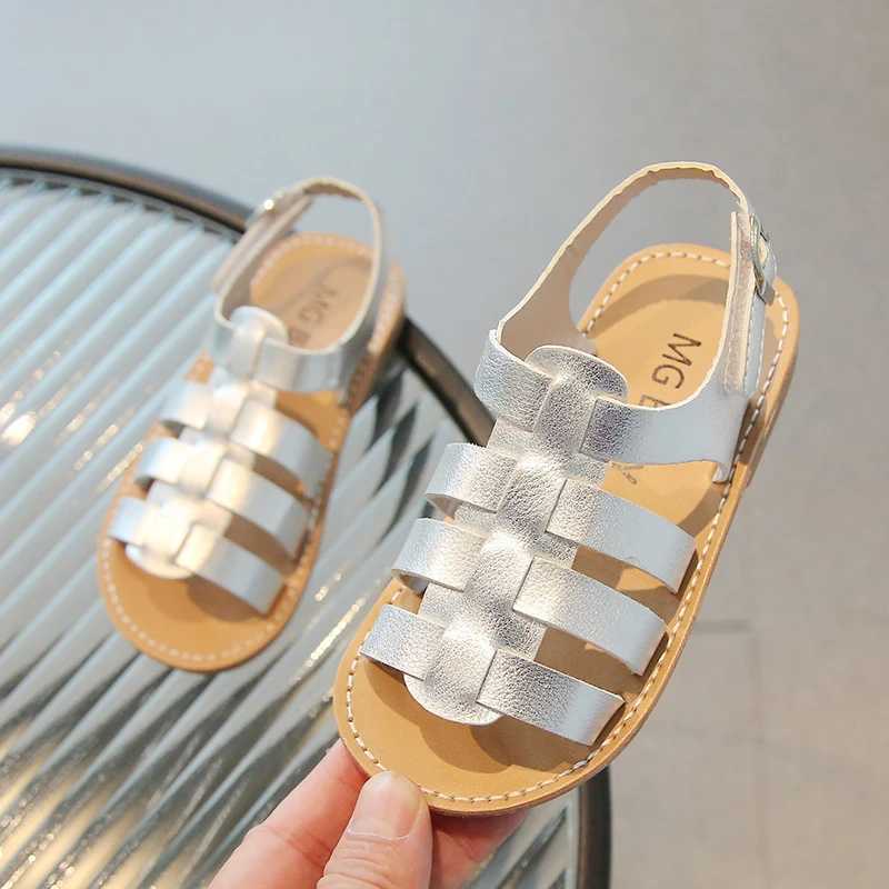 Baby Children Sandals Classic Pu Leather Plain Design Unisex Kids Sliders Hollow-out Hook-loop Non-slip Leisure Boys Girls Shoes R250707