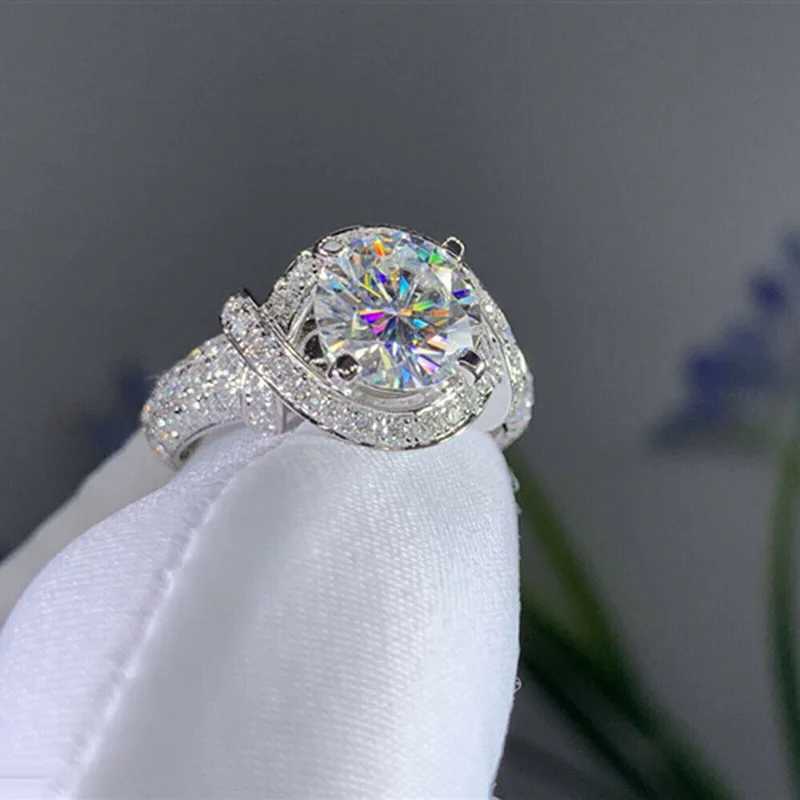 925 Sterling Silver Rings Full Paved Cubic Zirconia Luxury Engagement Wedding Rings Anniversary Party Elegant Female Jewelry XJ250707