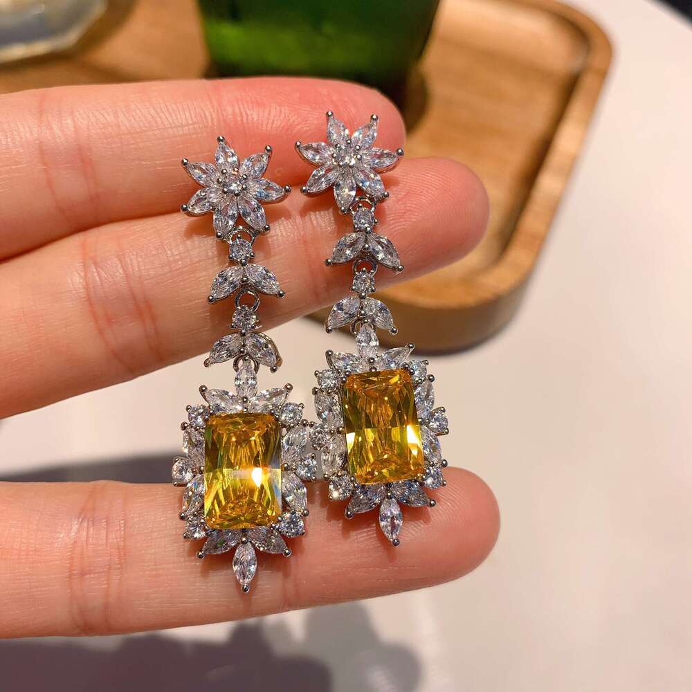 Colorful Imitation Jewelry Fashion Exaggerated Yellow Pink Dia For Women Live Streaming Earrings F2f