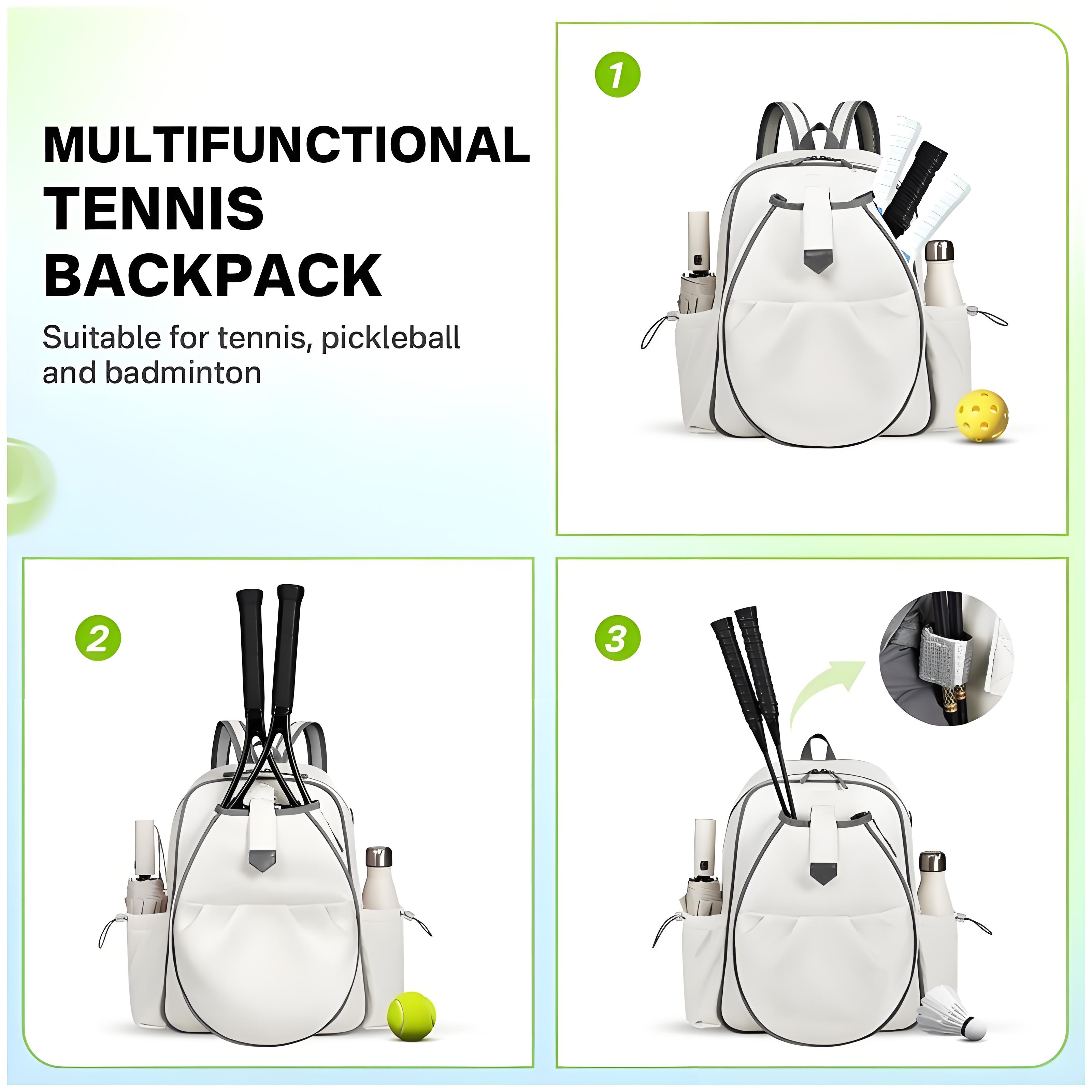 New Women's Tennis Bag,Waterproof Backpack,with Hold 2 Rackets for Badminton Rackets/Tennis Rackets/Pickleball Rackets,Multiple colors to choose from