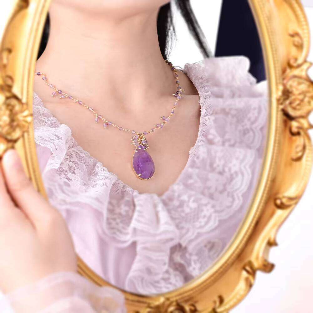 Fashion Simple Style Natural Bohemian Elegant Agate Stone Amethyst Necklace Out of Stock