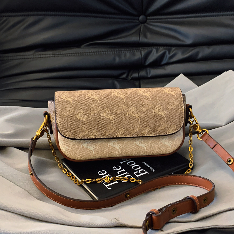 Designer 2025 New High-End Versatile Printed Chain Baguette Handbag Underarm Shoulder Crossbody for Women Luxury Women's Bag