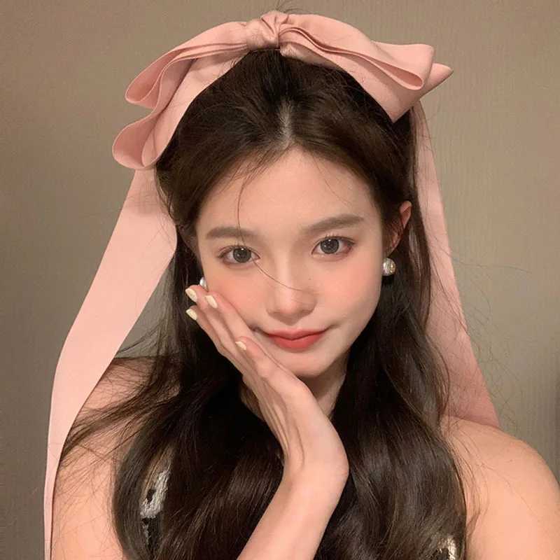 Extra large bow hair clip girl ballet style ribbon spring clamp headdress streamer edge hair clip Z250707