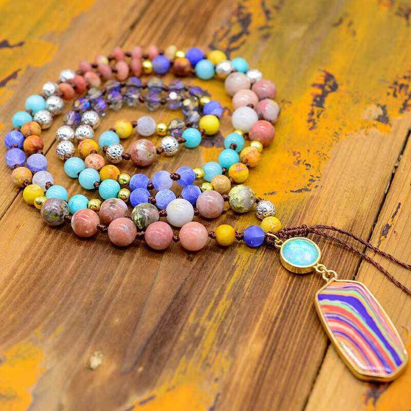Natural Beads Handmade Multi-color Necklace Women's Jewelry Gift