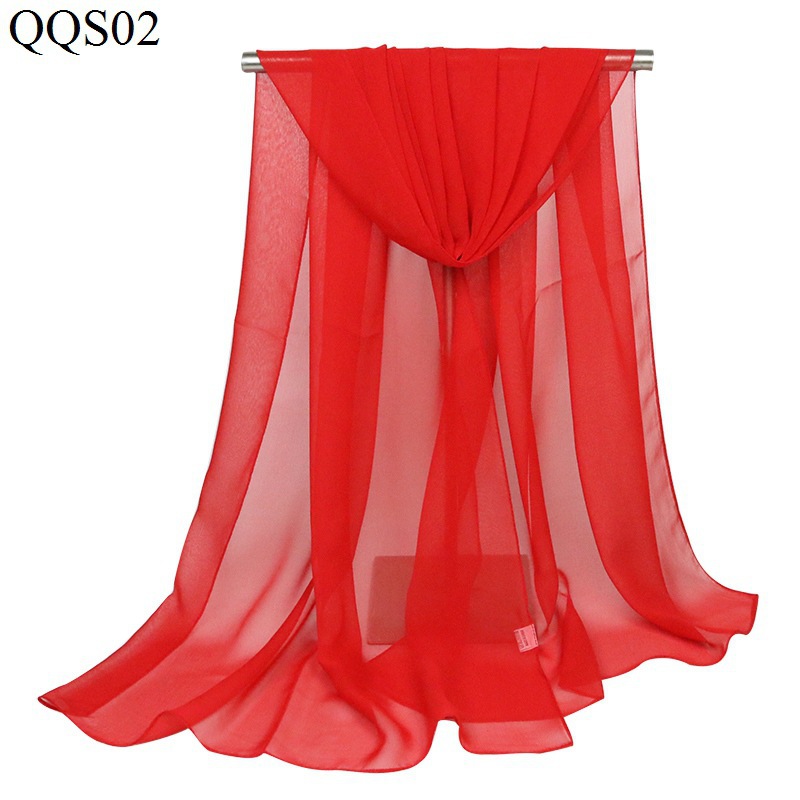 K1280 Spring and autumn georgette solid color thin silk scarf rectangular scarf black and red scarf body yoga dance scarf