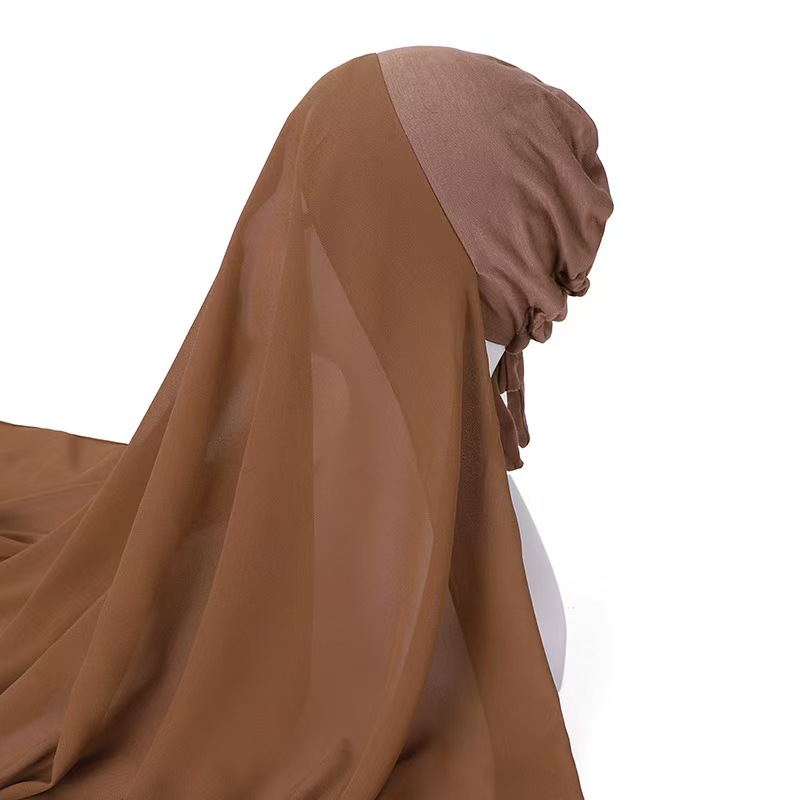 T1160 New Malaysia suit head scarf pearl chiffon plus elastic bottom hat scarf