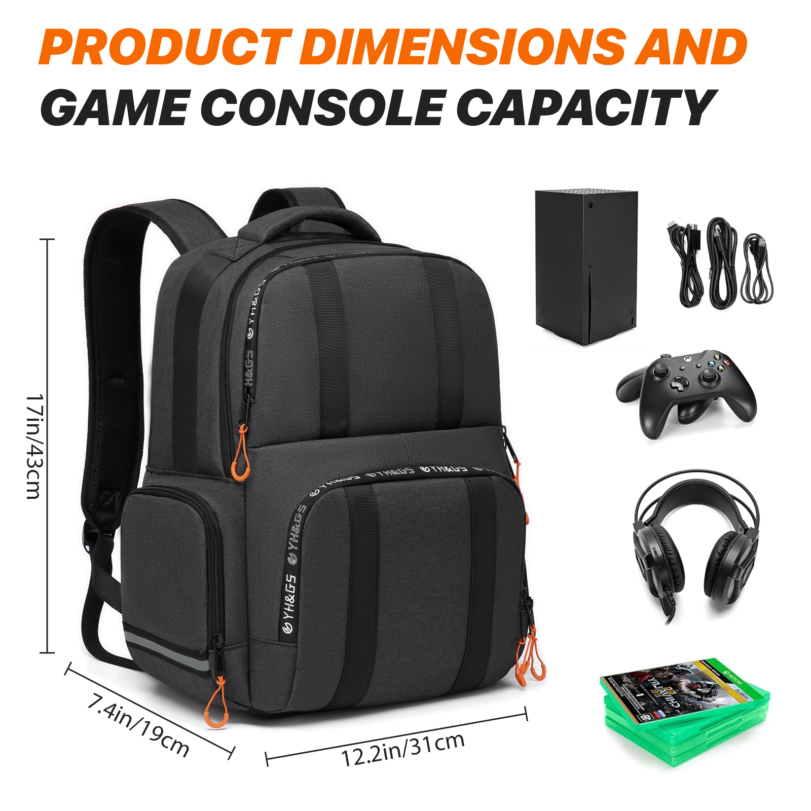 Carry Backpack Compatible with Xbox Series X/S Console, Travel Carrying Case with Multiple Storage Pockets for Xbox Controllers
