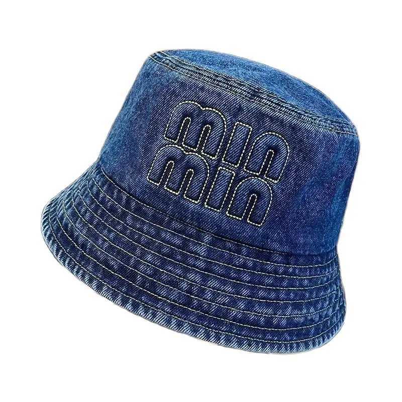 Washed Denim Embroidery Letter Fisherman Hat Children Spring Summer Jeans Korean New Bucket Hat Luxury Brand Sun Hat Cap Y250707