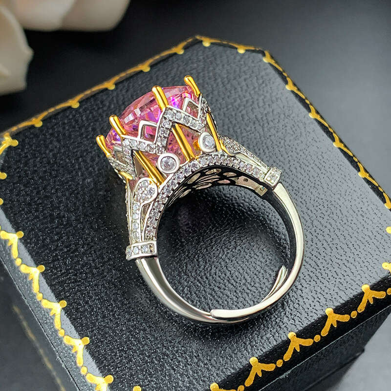 New Jewelry Simulated Bird's Nest Cut Purple Kunzite Pink Yellow Zircon Colorful Gemstone Open Ring For Women Fashion Commuting Dc1