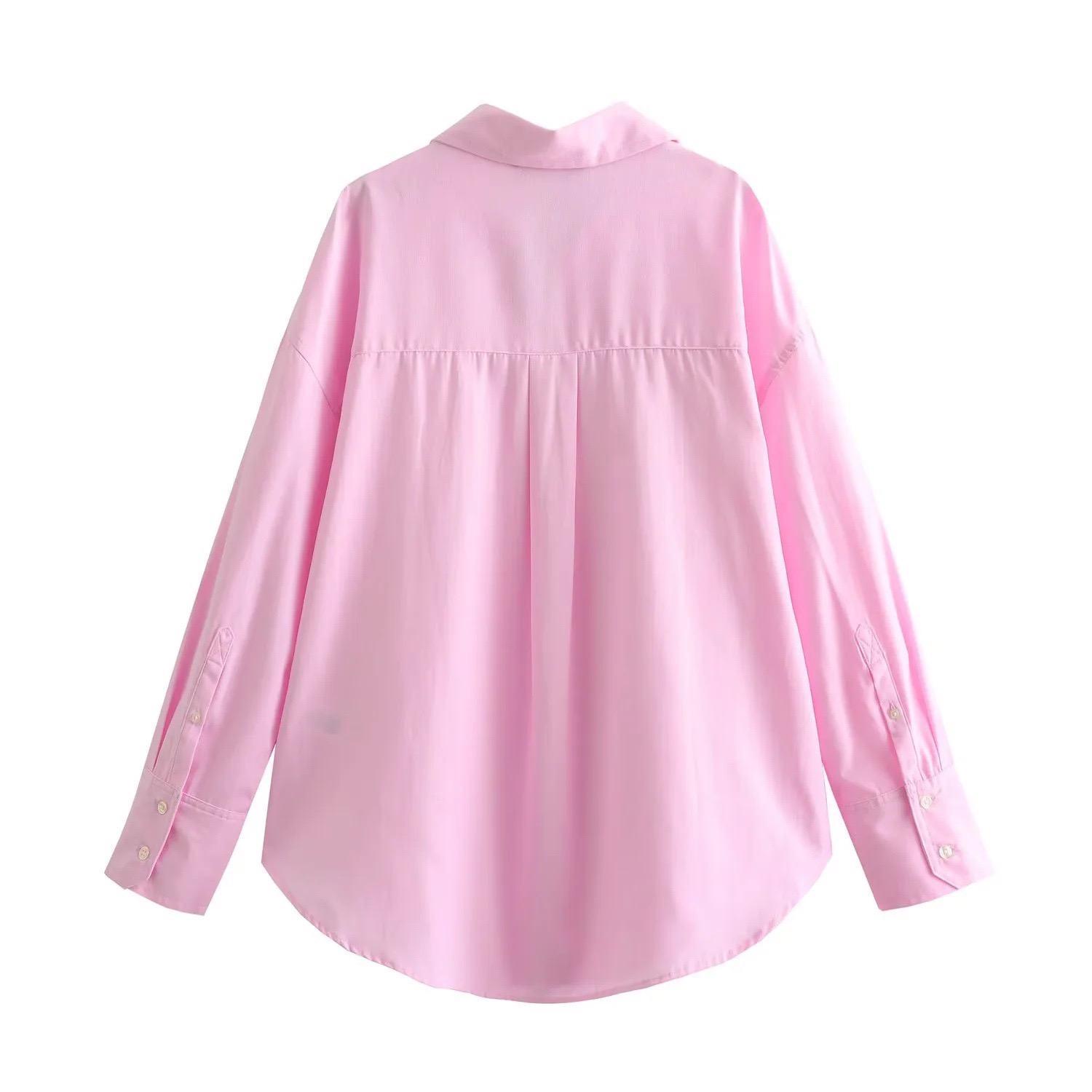 TRAF Women Fashion Long Sleeve Single-breasted Lapel Cotton Oxford Blouse Street Clothing Shirt Chic Ladies Crop Tops Mujer