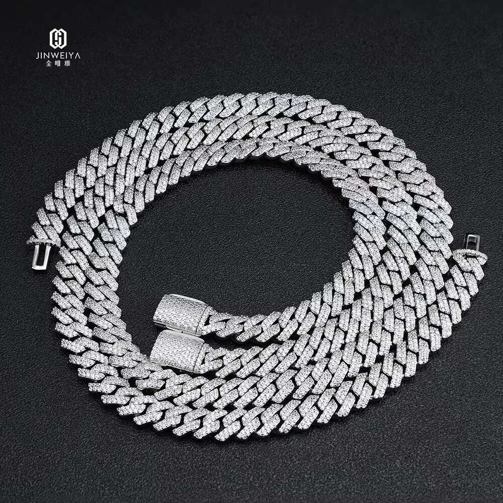 2025 Trendy Mens Hip Hop Cuban Chain Necklace Custom S925 Silver with Lab-Grown Moissanite Wholesale Jewelry