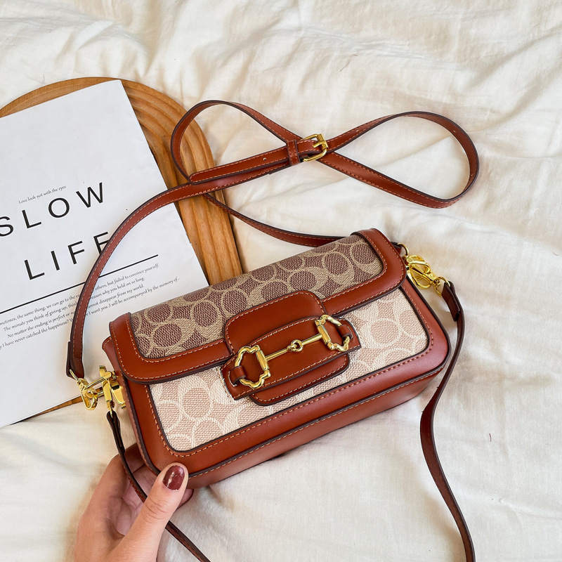 Designer 2025 New for Women Elegant Fashion Saddle Color-Block Small Square Shoulder Crossbody Light Luxury Women's Bag