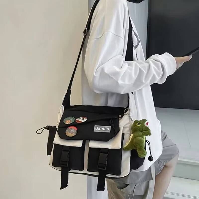 Harajuku Men Nylon Crossbody for Women Messenger Girls School Book Bags Youth Canvas Handbags Shoulder Bag Sac Bolsas ddmynov