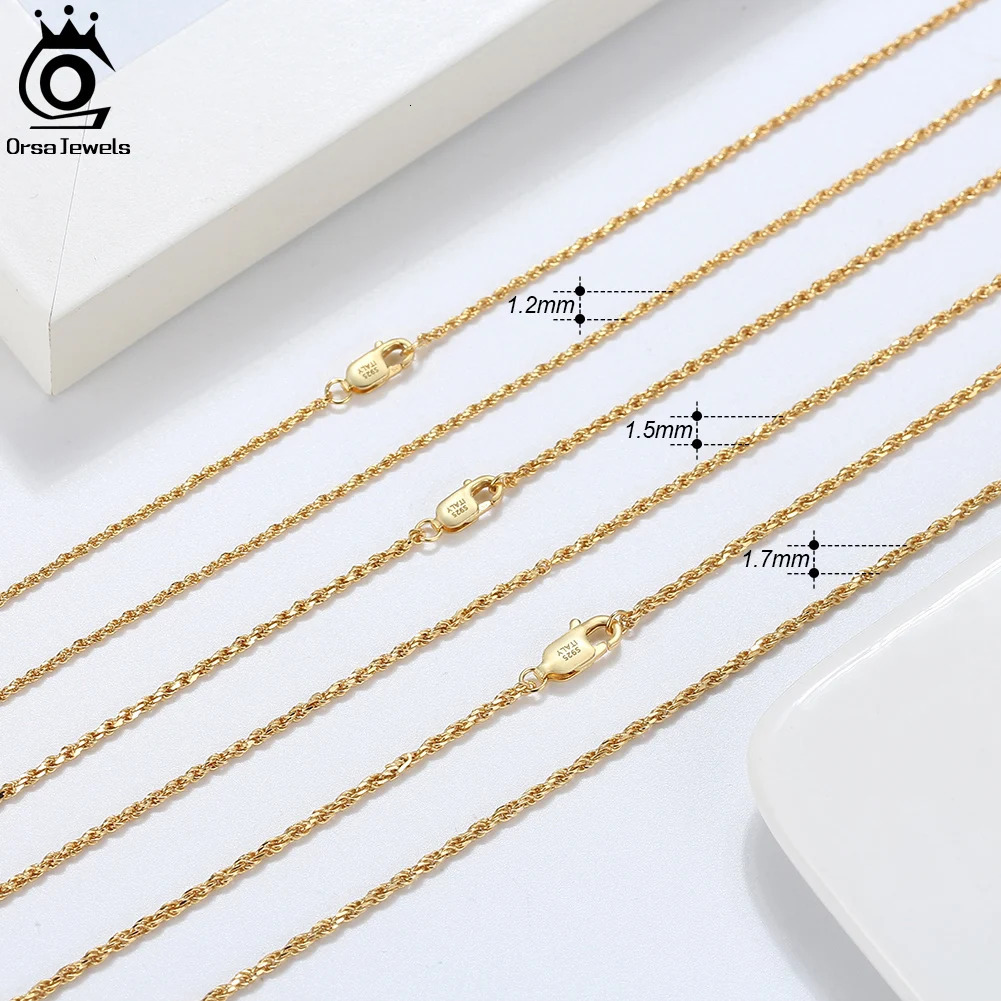 ORSA JEWELS Genuine 925 Sterling Silver Rope Chain Necklace Unisex 1mm 2mm m Italian Twist Rope Chain Choker Gift 40-60cm SC29 250702