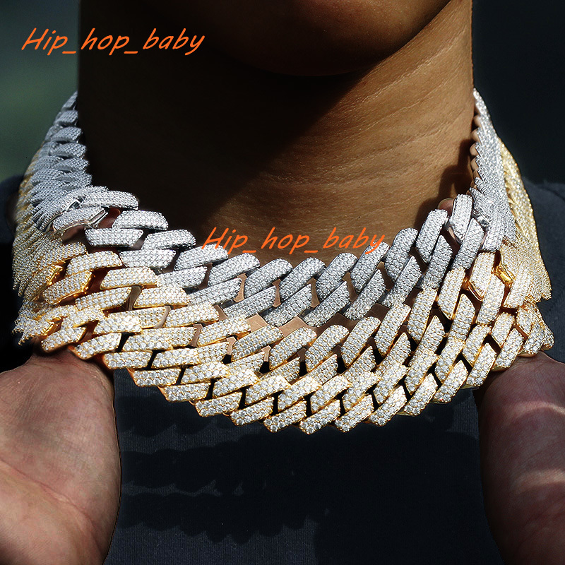 Wholesale Iced Out Jewelry Moissanite Cuban Link Chain Necklace 925 Sterling Silver Vvs Diamond 14K Gold 10Mm 16Mm 20Mm for Men