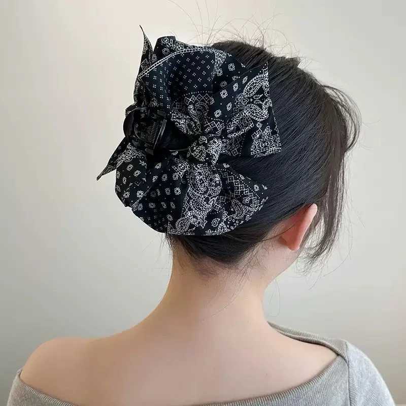 Retro Temperament Leopard Print Fabric Double-Sided Bow Clip High-End Hair Accessories For Women Z250707