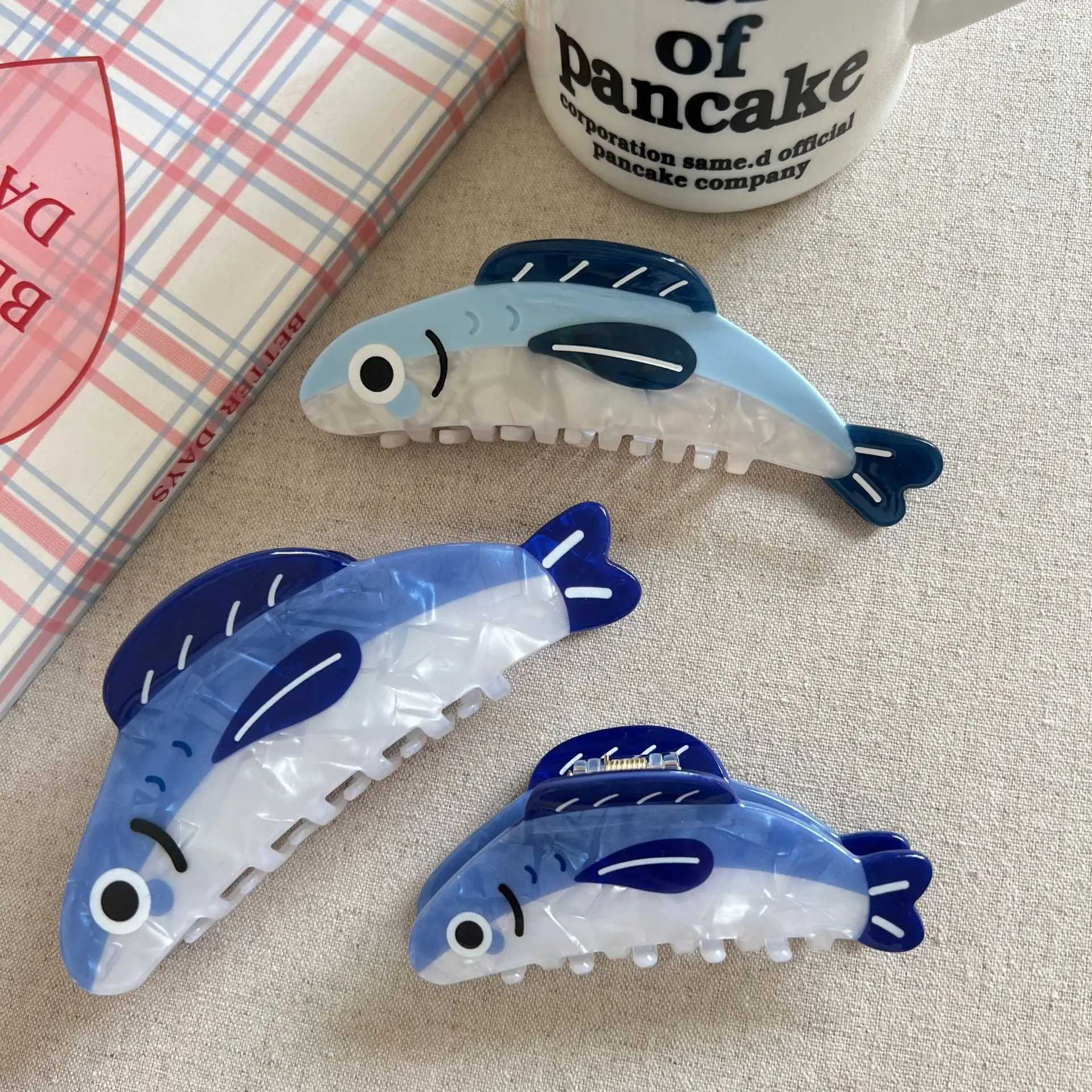 Muweordy Blue Sardine Hair Claw Simulation Fish Marine Animal Claw Clip Beach INS Hot Crab Hair Clips Hair Accessories for Women Z250707