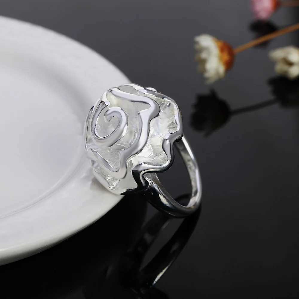 Popular Woman Jewelry 925 Sterling Silver Rose Flower Finger Rings Size 7 8 9 Fashion Wedding Party Brands Girl Holiday Gifts XJ250707