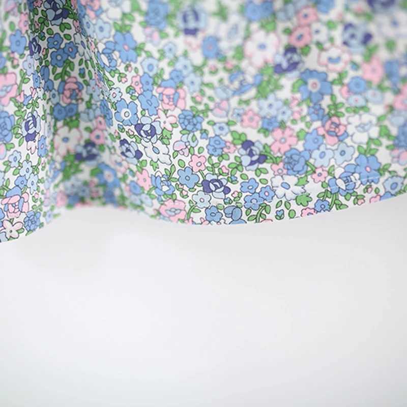 Summer New Blue Floral Baby Girl Dress Sweet Bow ChildrenS Sleeveless Clothes (9 Months - 4 Years Old) R250707
