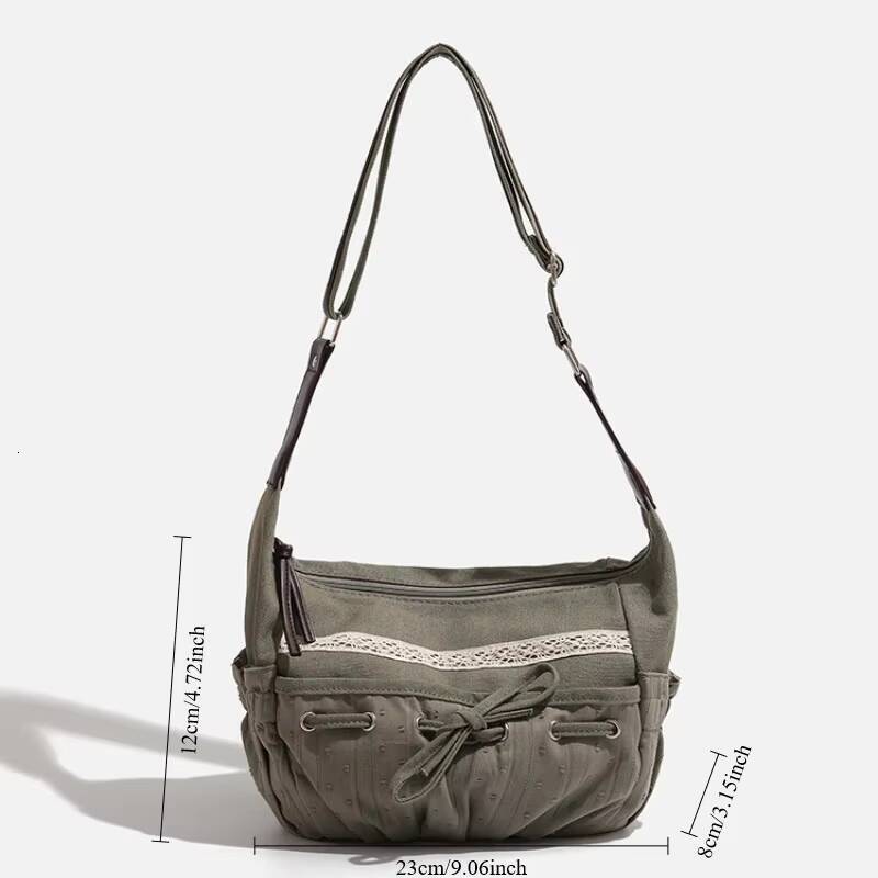 2025 New Designer Women Casual Shoulder Y2K Aesthetic Streetwear Drawstring Handbag Vinage Crossbody Denim Bag ddmynov