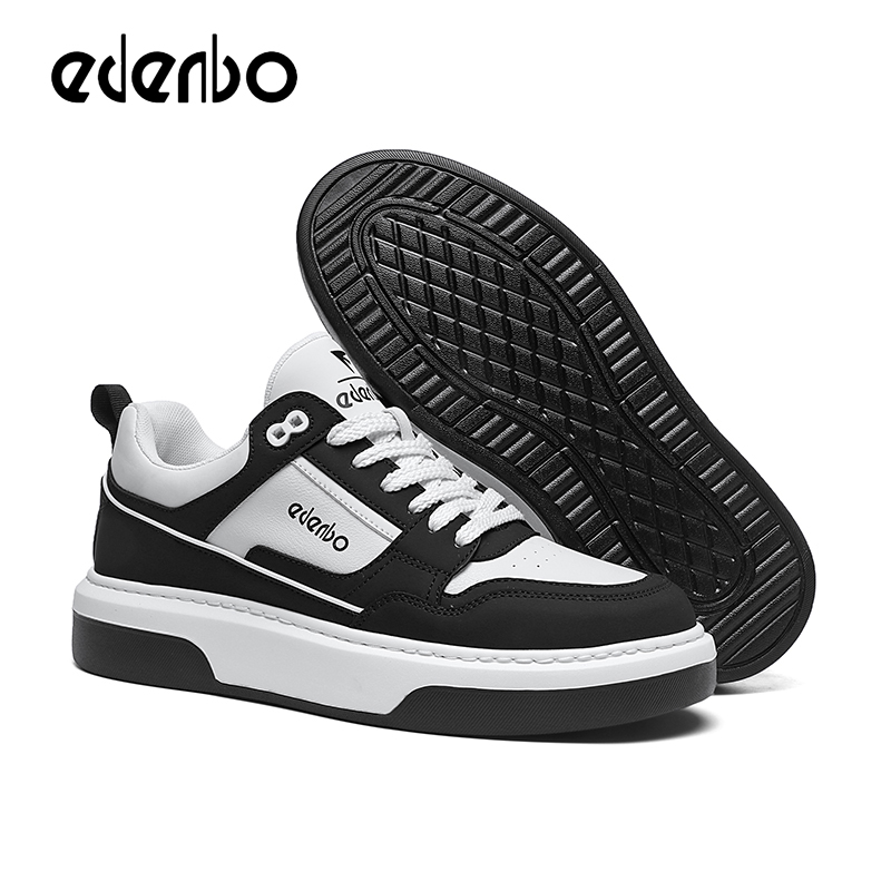 Edenbo men's shoes 2025 new seasons trendy all-match color matching casual sneakers leather thick-soled trendy shoes for men