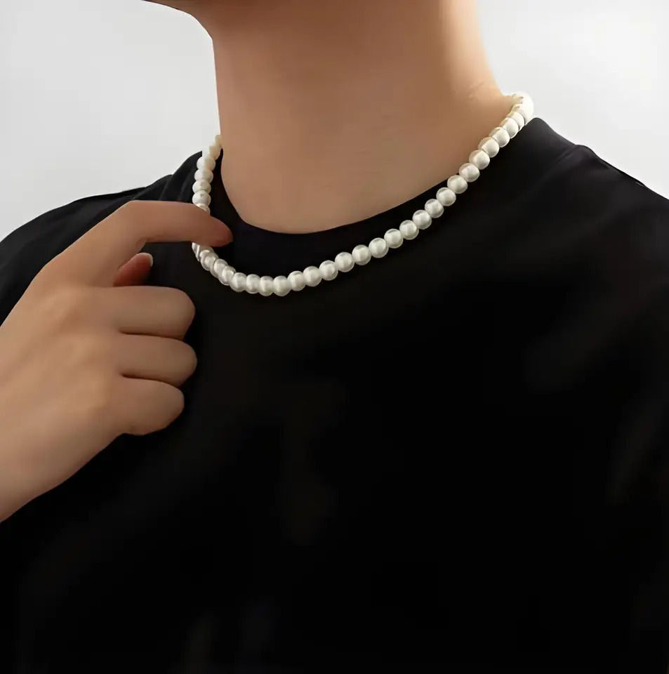 Trendy Pearl Necklace For Men Temperament Simple Handmade Strand Bead Fine Jewelry Wedding Gift 250704