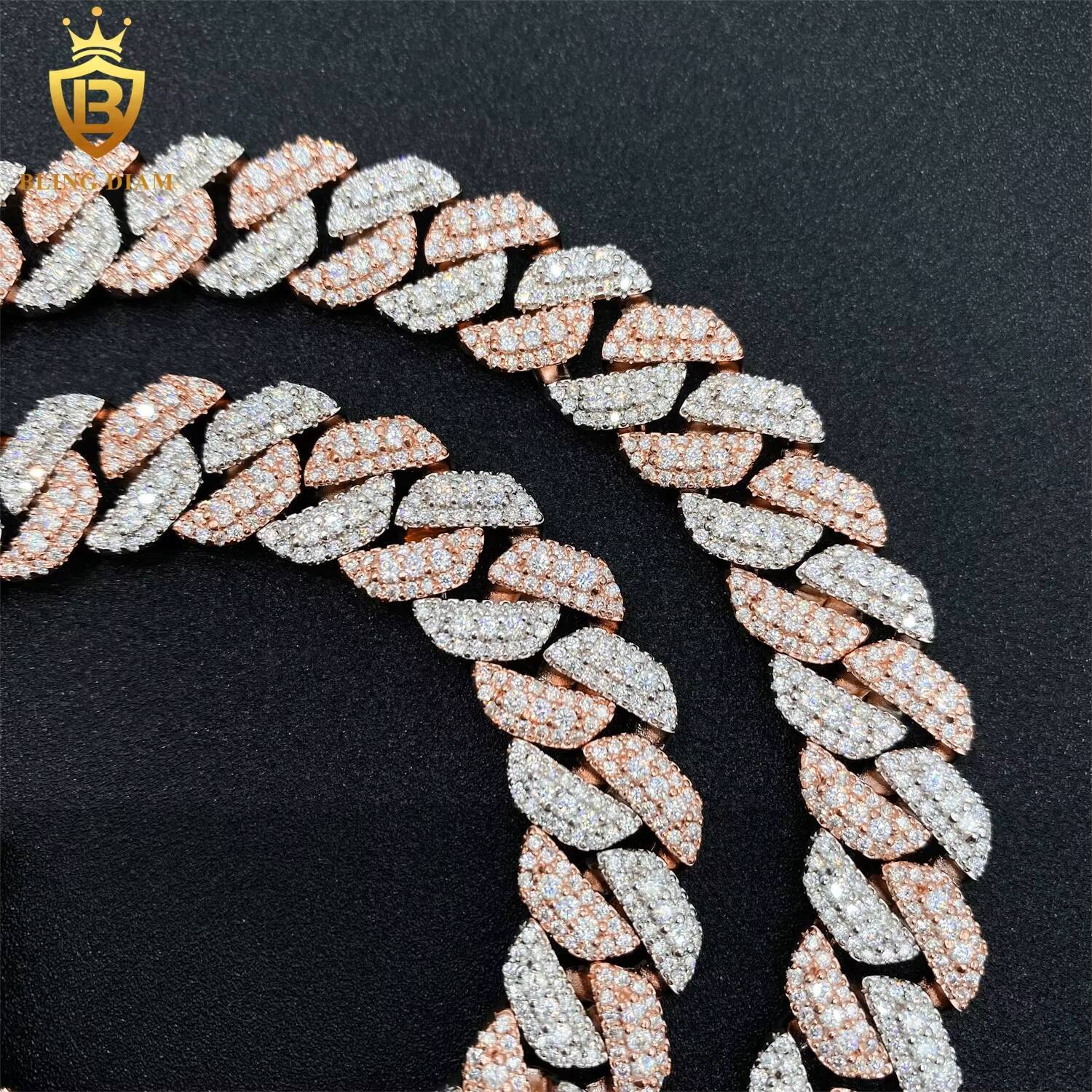 Custom 13mm Moissanite Cuban Necklace Bracelet for Women VVS Dia Sier Hip Hop Ice Out Chain