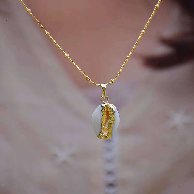 Hot Selling Electroplated Natural Pendant Bohemian Shell Necklace Stainless Steel Gold/Sier Chain