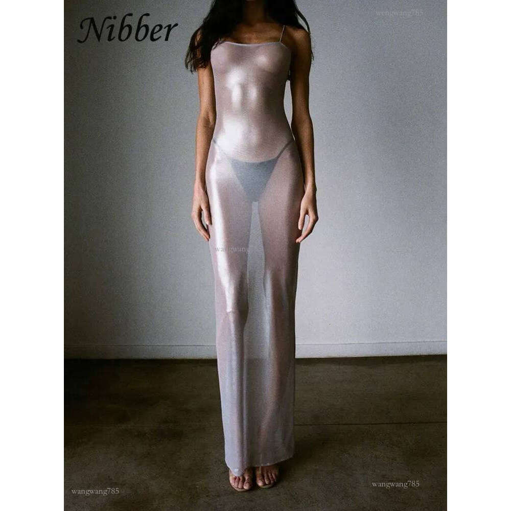 Skirts Nibber See Through Maxi Dres Sexy Strappy Dresses Body shaping Vestido Female Stunning Hipster Attirewear Clothing 230308